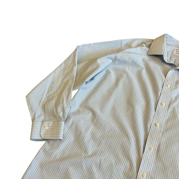 Brooks Brothers Classic Blue White Stripe Button-Down Dress Shirt Size 17.5 36 - Picture 2 of 12